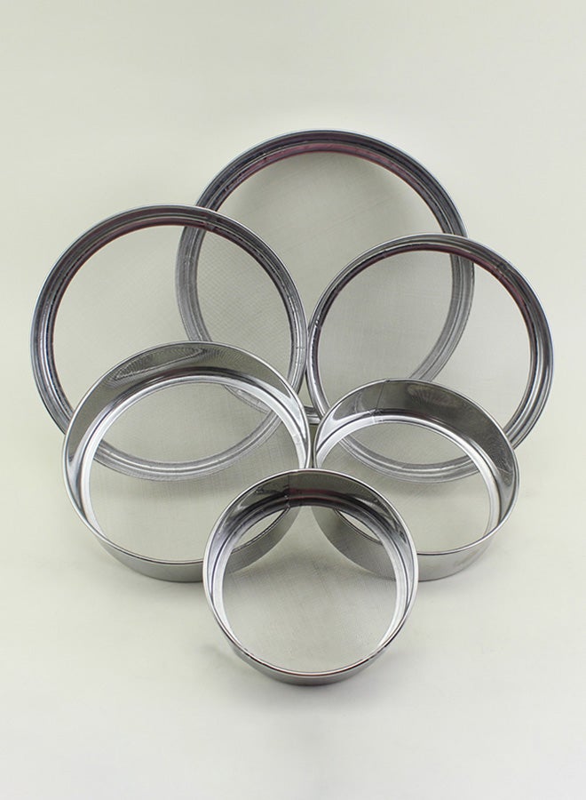 6-Piece Round Flour Sieve Silver 30cm