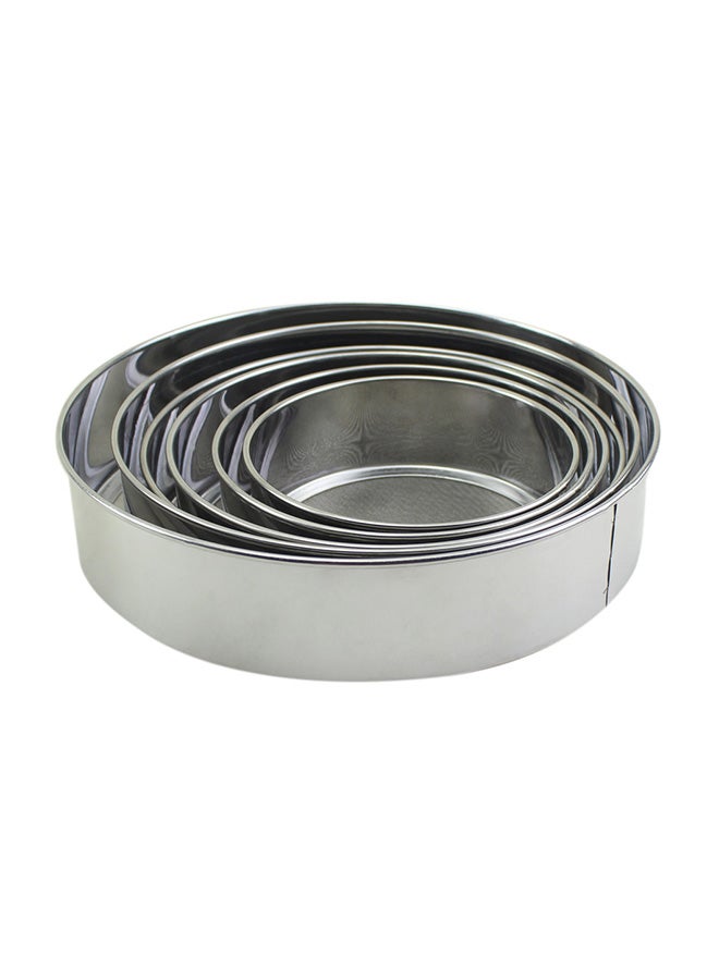 6-Piece Round Flour Sieve Silver 30cm