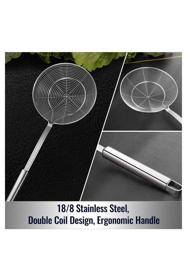 Stainless Steel Solid Spider Strainer Skimmer Ladle (Small, 5.4in)