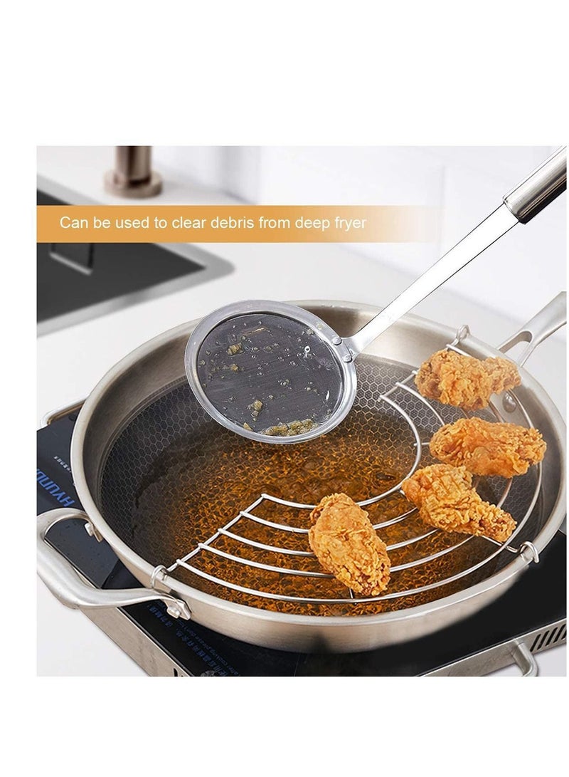 Hot Pot Fat Skimmer Spoon Stainless Steel Fine Mesh Strainer for Skimming Grease and Foam