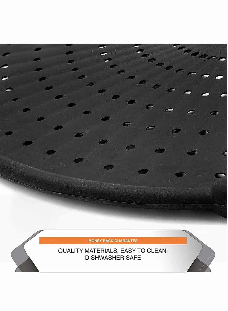 Silicone Stainless steel grease filter, Splatter Screen for Frying Pan, Multi-Use Shield, Cooling Mat, Drain Board and Strainer, Pan Cover, Black