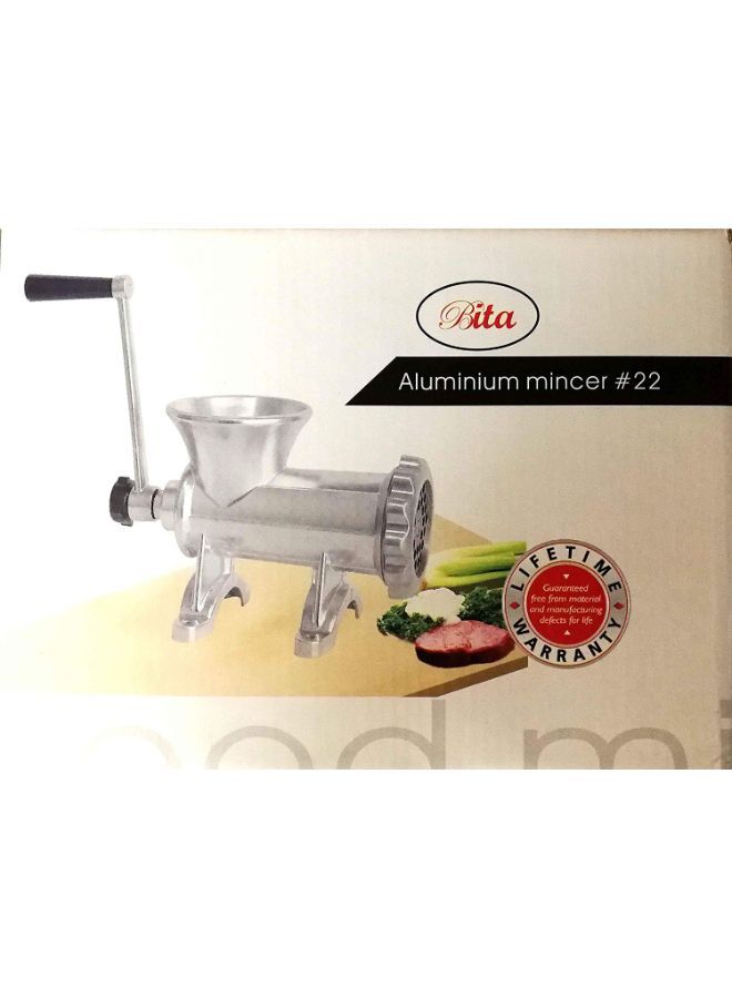 Aluminium Meat Mincer Silver/Beige 22centimeter
