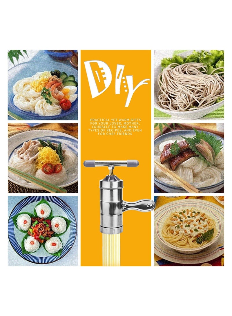 Manual Pasta Maker Stainless Steel Noodle Maker Juice Extractor Fruit Juicer Press Pasta Press Machine With 5 Models Stainless Steel Hand-Crank Spaghetti Fettuccine Noodle Dough Press Machine