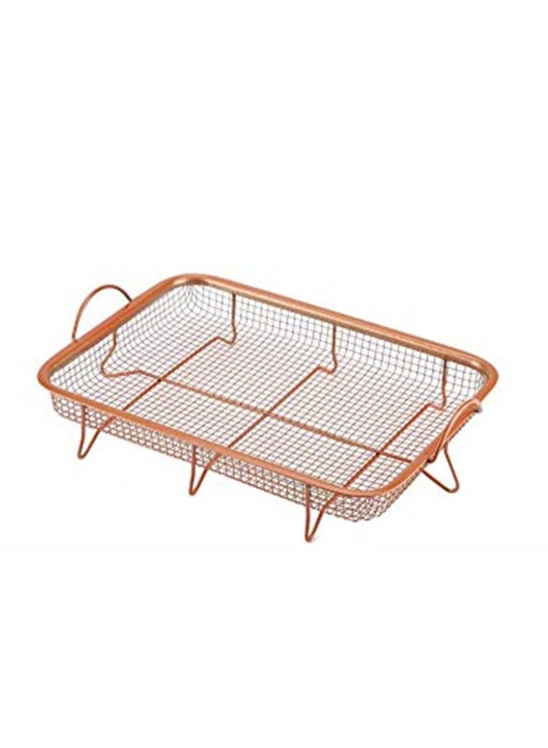 Copper Crisper Tray Non-Stick Oven Baking Tray with Elevated Mesh Crisping Grill Basket 2 Piece Set