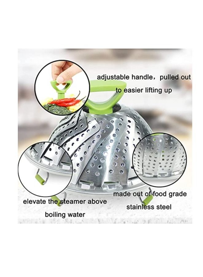Steamer Basket Stainless Steel Instant For Food And Vegetable Fish Seafood Cooking Boiled Eggs Expandable Steam Basket Fit 7 To 11 Inch
