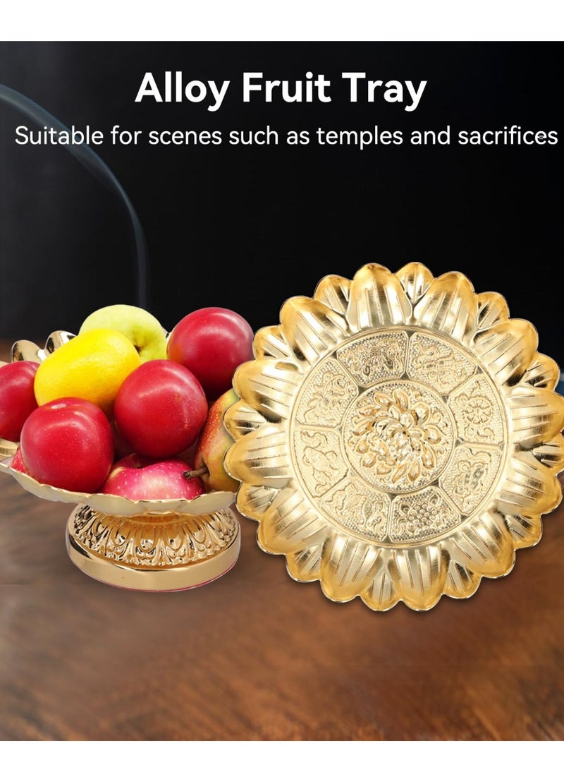 Footed Fruit Bowl,Countertop Fruit Holder Basket,Gold Fruit Bowl for Kitchen Counter Fruit Trays for Serving for Party Decorative Plate for Temples Sacrifices Home Decoration