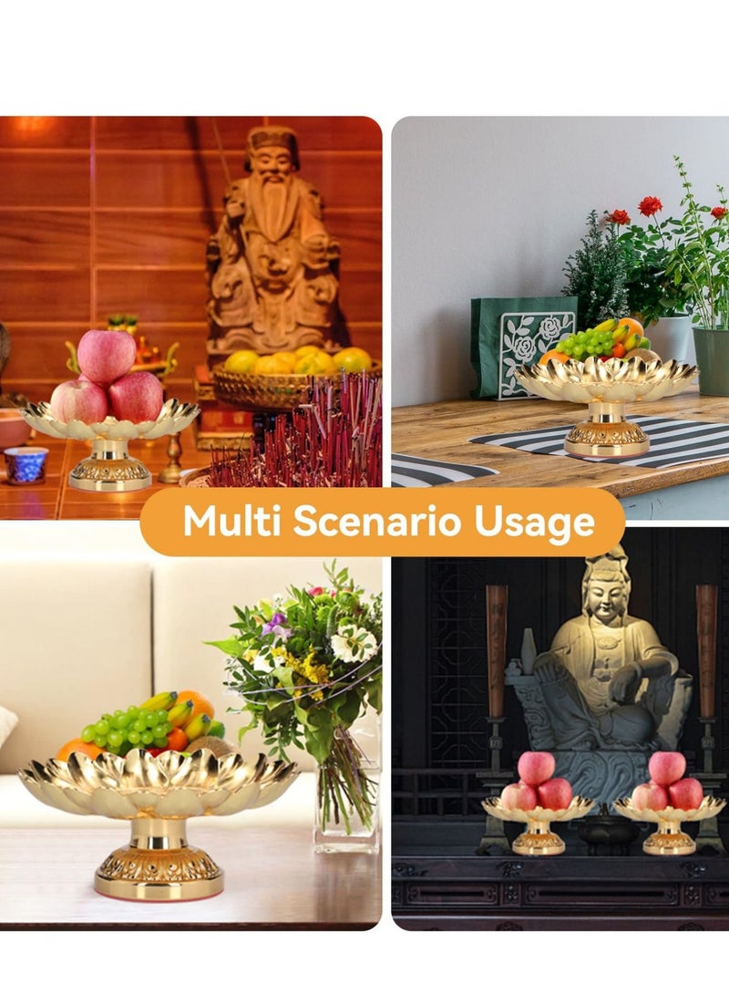 Footed Fruit Bowl,Countertop Fruit Holder Basket,Gold Fruit Bowl for Kitchen Counter Fruit Trays for Serving for Party Decorative Plate for Temples Sacrifices Home Decoration