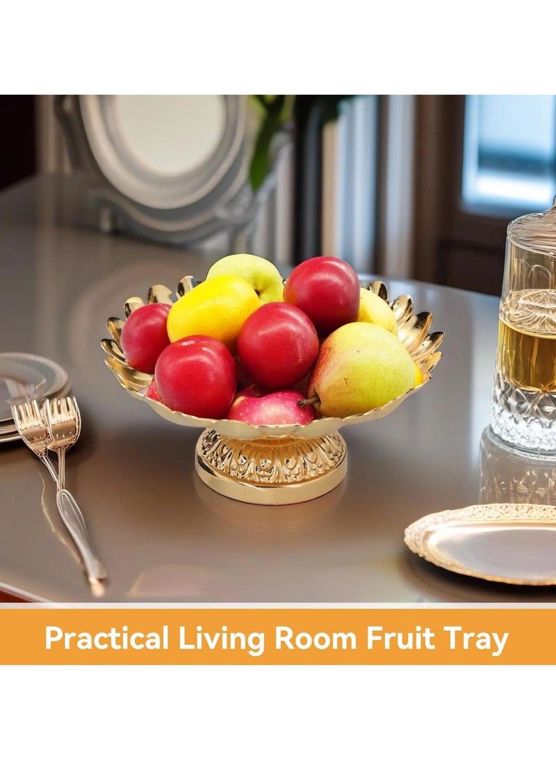 Footed Fruit Bowl,Countertop Fruit Holder Basket,Gold Fruit Bowl for Kitchen Counter Fruit Trays for Serving for Party Decorative Plate for Temples Sacrifices Home Decoration