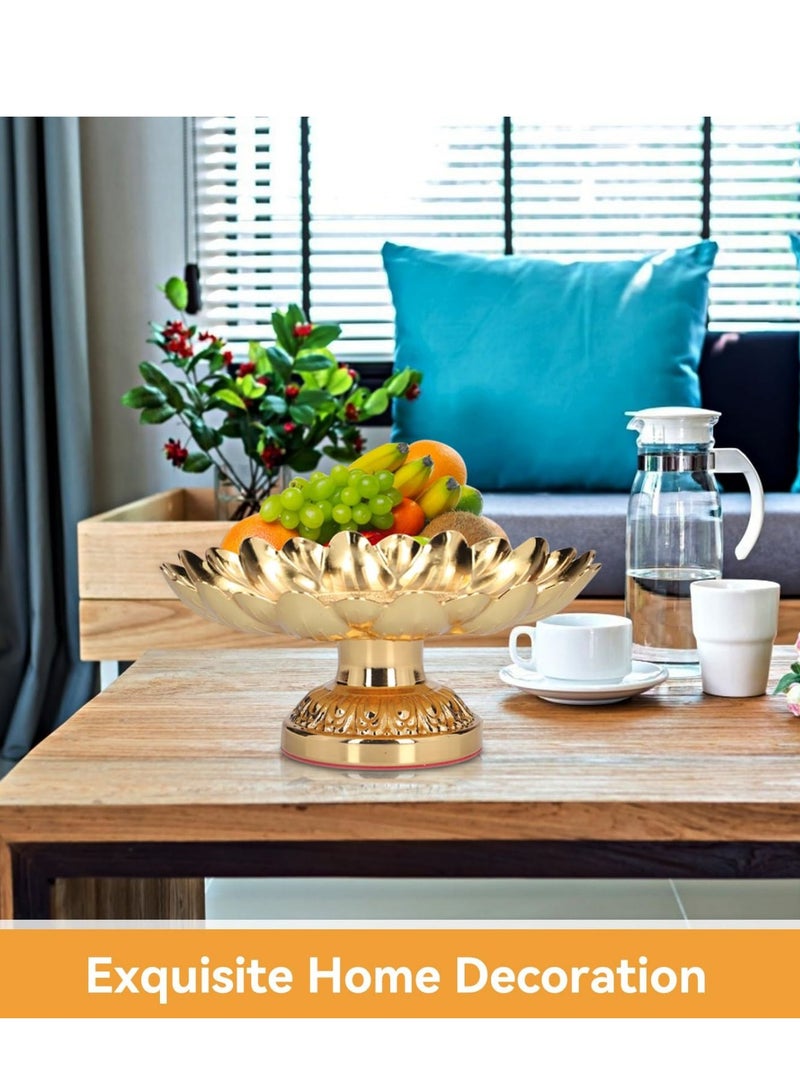 Footed Fruit Bowl,Countertop Fruit Holder Basket,Gold Fruit Bowl for Kitchen Counter Fruit Trays for Serving for Party Decorative Plate for Temples Sacrifices Home Decoration