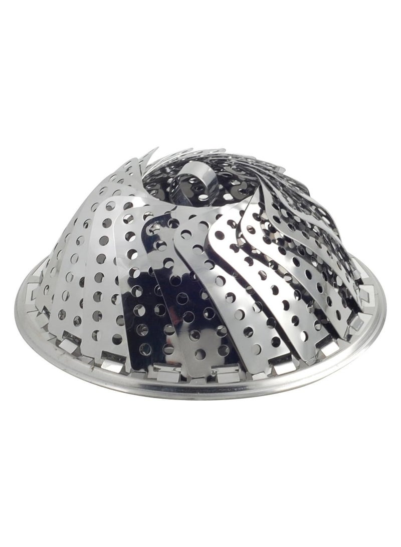 Stainless Steel Vegetable/Veggie Steamer Basket For Instant Cooking Pot With Handle And Legs, Foldable Food Container For Fish Oyster Crab Seafood Dumpling  5.5 x 14.7 x 17 cm