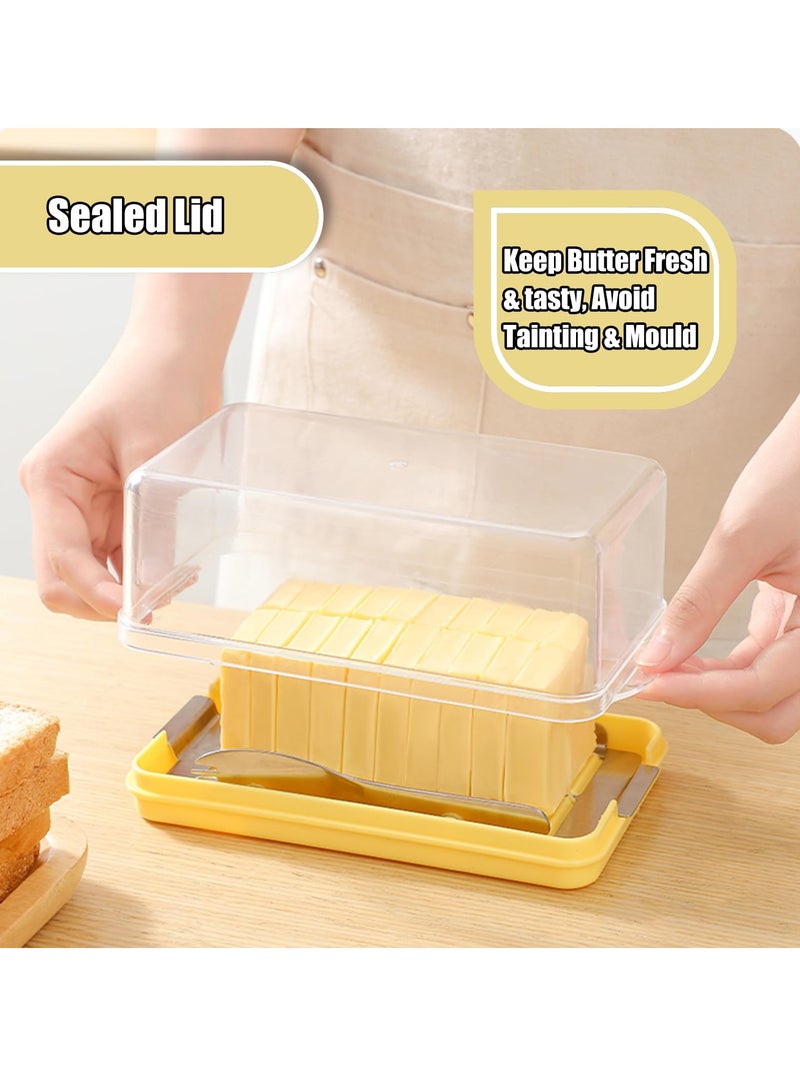 Butter Slicer Cutter and Dispenserwith Lid, Durable Butter Storage Box, Includes 304 Stainless Steel Cutter and Fork, Refrigerator and Freezer Fresh Box for Butter and Cheese