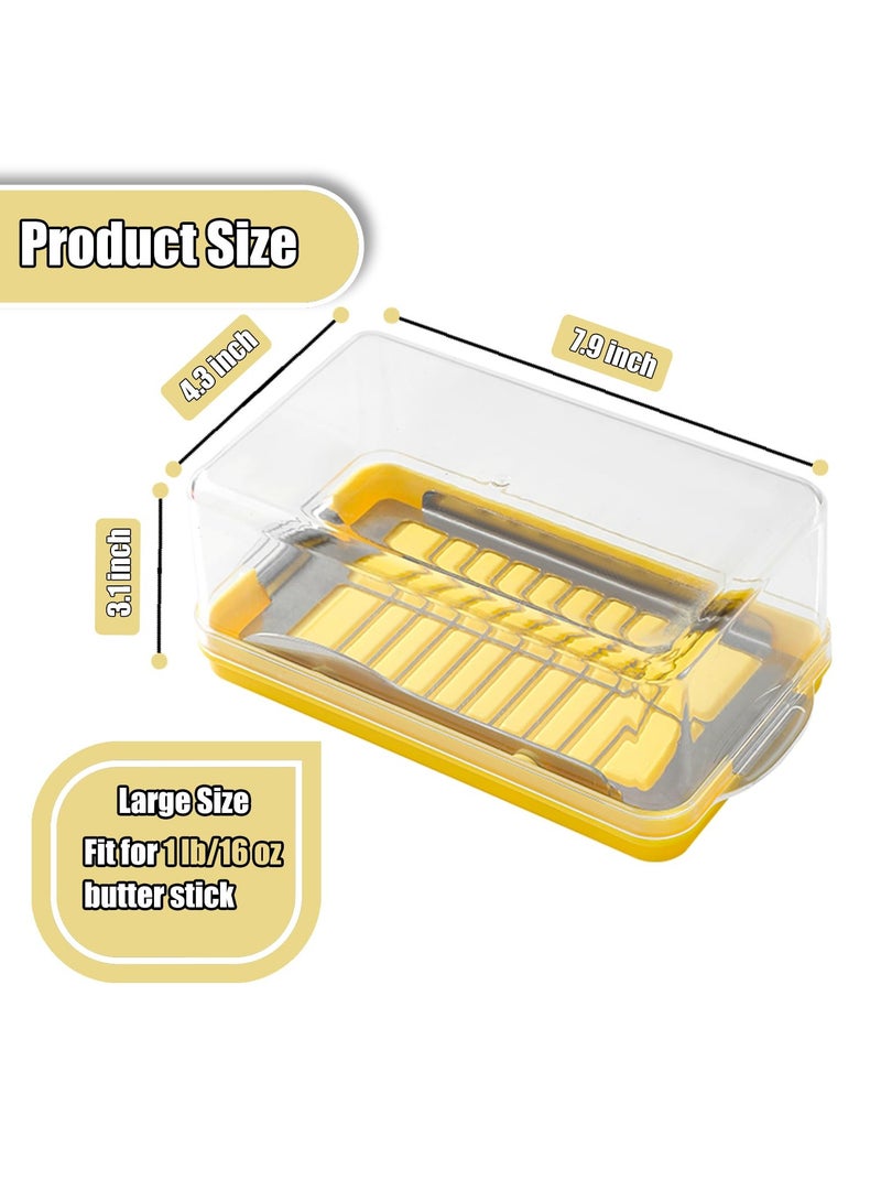 Butter Slicer Cutter and Dispenserwith Lid, Durable Butter Storage Box, Includes 304 Stainless Steel Cutter and Fork, Refrigerator and Freezer Fresh Box for Butter and Cheese