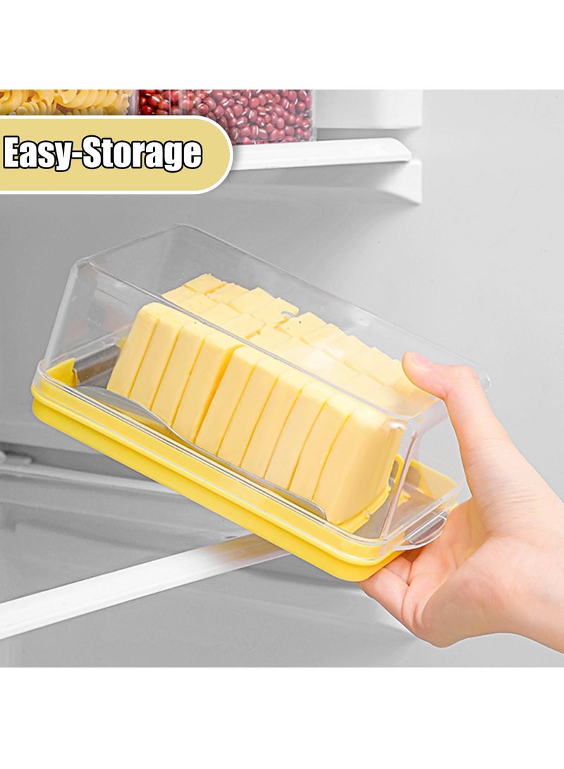 Butter Slicer Cutter and Dispenserwith Lid, Durable Butter Storage Box, Includes 304 Stainless Steel Cutter and Fork, Refrigerator and Freezer Fresh Box for Butter and Cheese