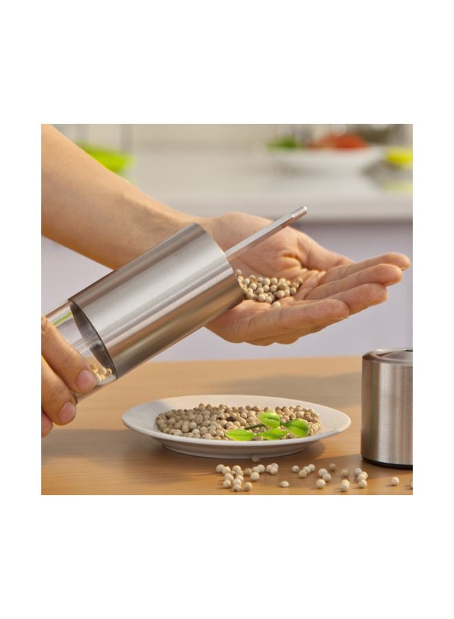 Stainless Steel Manual Spice Grinder Silver 23x5.8x5.8centimeter