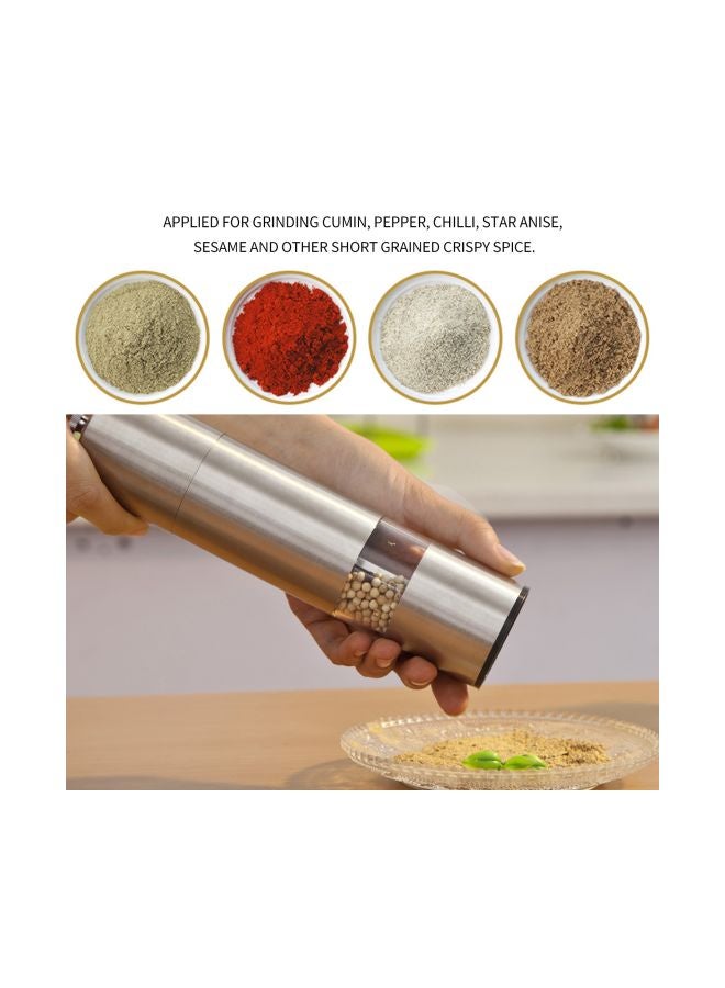 Stainless Steel Manual Spice Grinder Silver 23x5.8x5.8centimeter