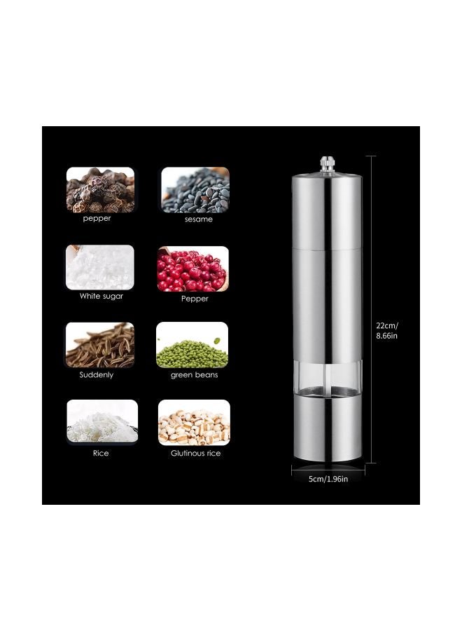 Stainless Steel Manual Spice Grinder Silver 23x5.8x5.8centimeter