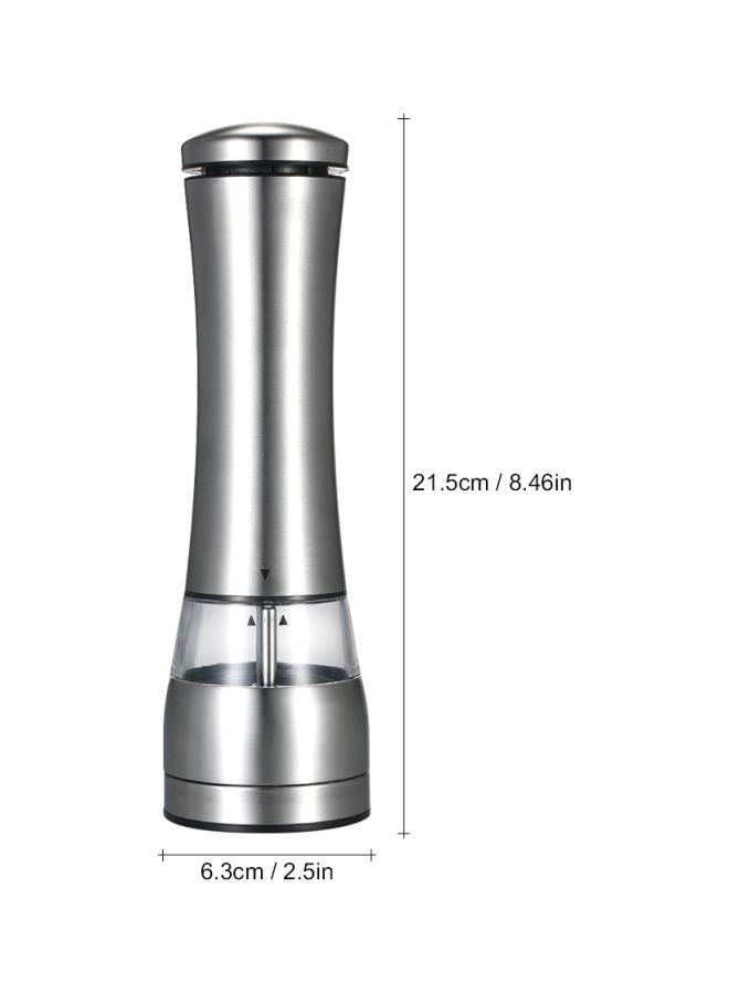 Stainless Steel Electric Pepper Grinder Silver 21.5x6.3cm