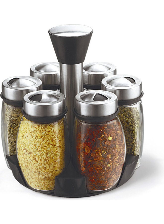 7-Piece Spice Storage Condiment Jars With Lid And Stand Multicolour