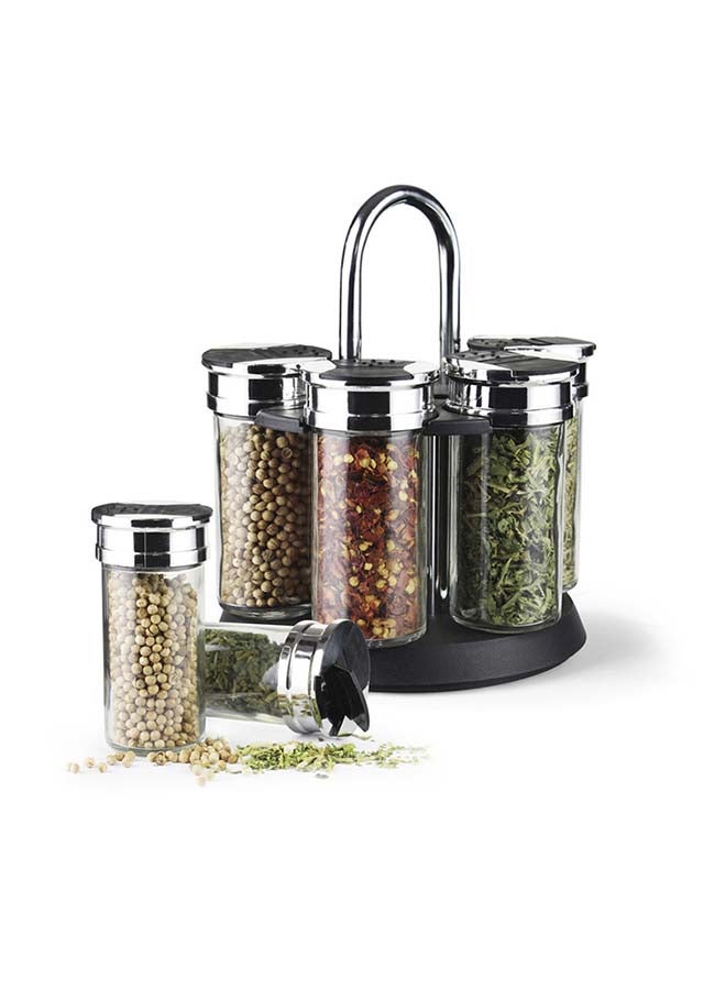 7-Piece Spice Storage Condiment Jars With Lid And Stand Multicolour