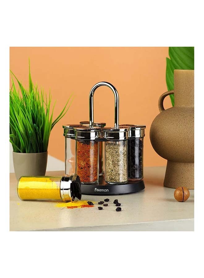 7-Piece Spice Storage Condiment Jars With Lid And Stand Multicolour