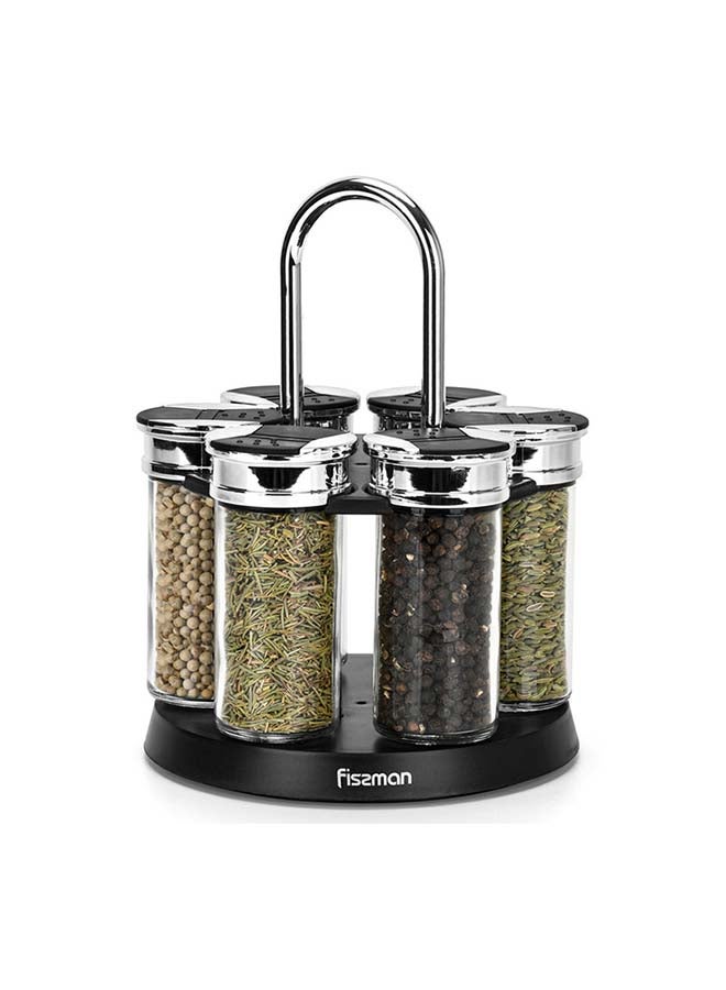 7-Piece Spice Storage Condiment Jars With Lid And Stand Multicolour