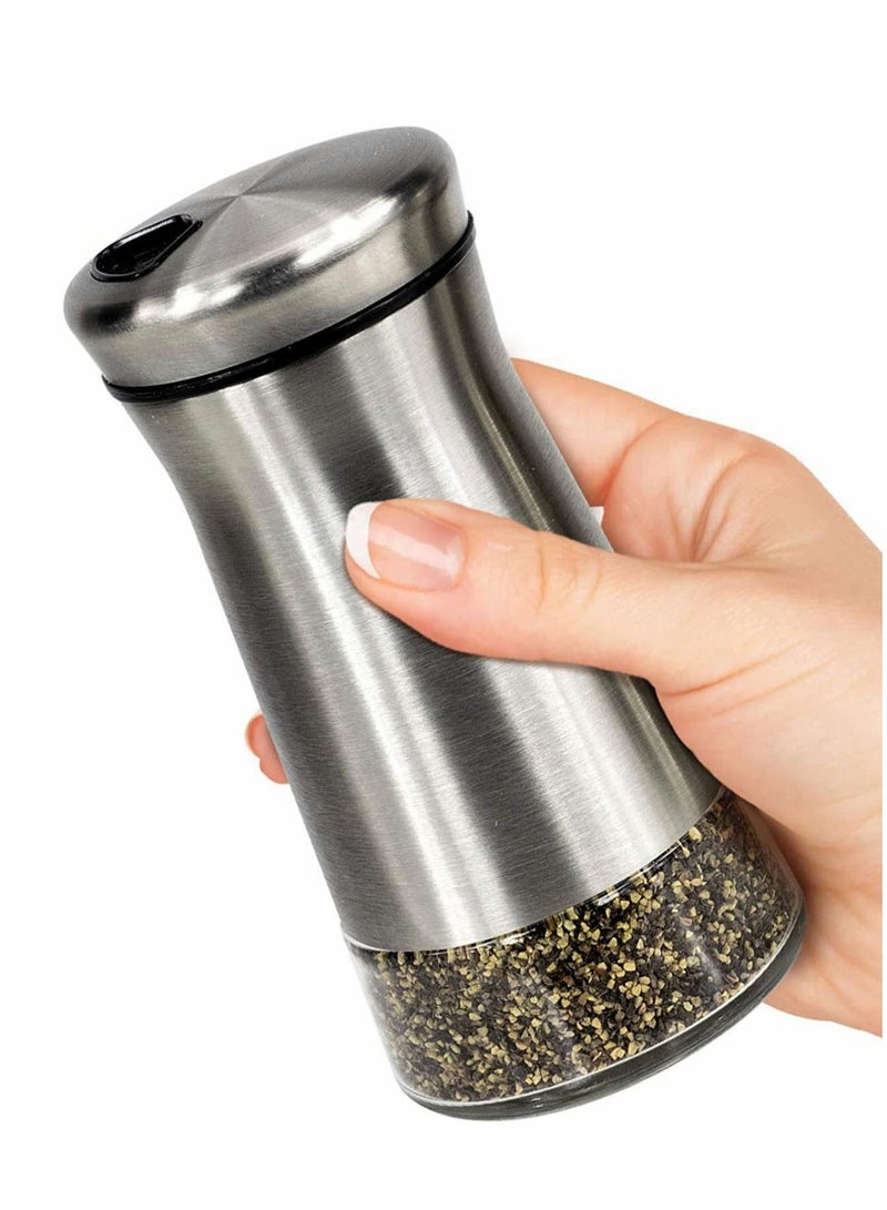 Seasoning Bottle Stainless Steel Glass Pepper, Salt and Sugar, Kitchen Container, Gorgeous Pepper Shaker With Adjustable Pour Holes - Perfect Dispenser for Our Salts