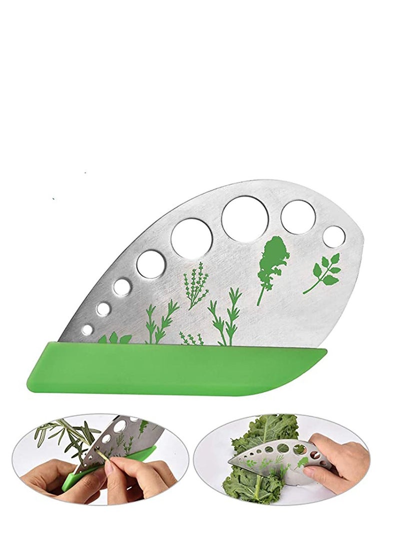 Herb Stripper Tool, Curved Edge Kitchen Gadgets 9 Holes Stainless Steel Cutter kale Leaf Stripping Zip Tools, with for Kale, Chard, Collard Greens, Thyme, Basil, Rosemary