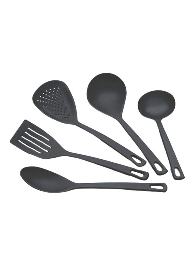 5-Piece Cooking Utensil Set Black Spatula (36x8x3.5), Ladle (36x9x6.5), Spoon (29x5.5x8)cm