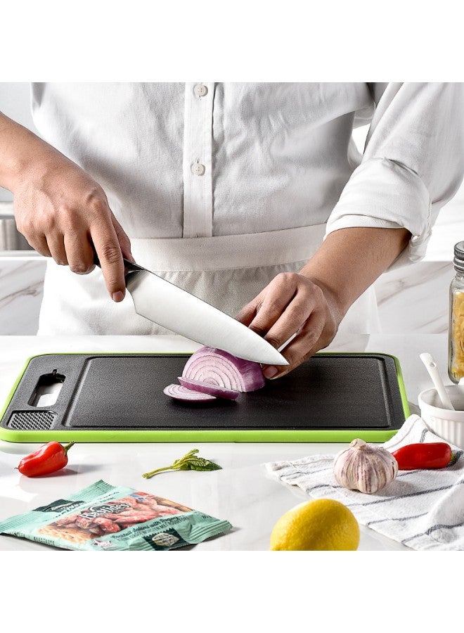 Aluminum Cutting Board, Large Cutting Board with Whetstone, Wooden Cutting Board with Juice Slot and Handles Charcuterie Board (Large)