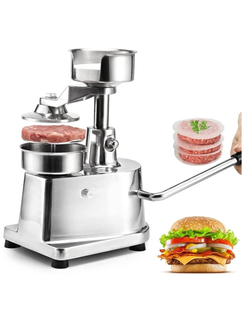 LETWOO 100mm Commercial Hamburger Press Patty Maker Stainless Steel Burger Press Tool Heavy Duty Meat Forming Processor 500 Pcs Patty Papers Sliver