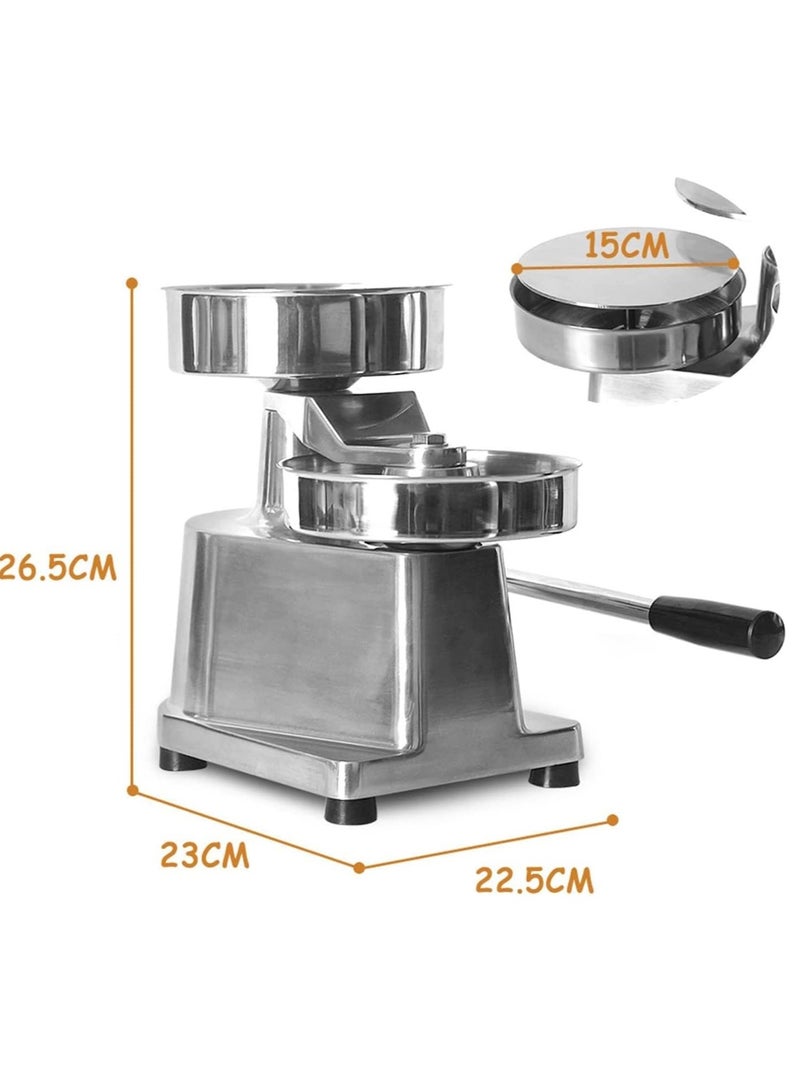 LETWOO 150mm Commercial Hamburger Press Patty Maker Stainless Steel Burger Press Tool Heavy Duty Meat Forming Processor 500 Pcs Patty Papers Sliver