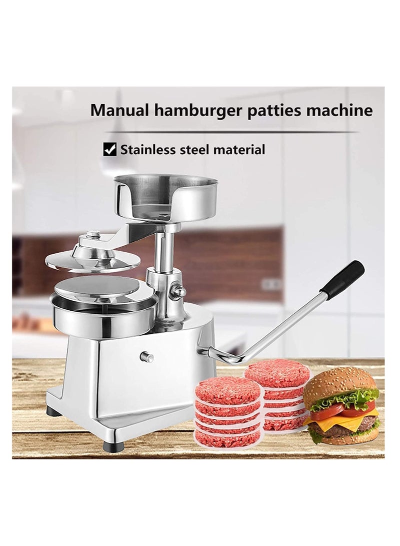 LETWOO 130mm Commercial Hamburger Press Patty Maker Stainless Steel Burger Press Tool Heavy Duty Meat Forming Processor 500 Pcs Patty Papers Sliver