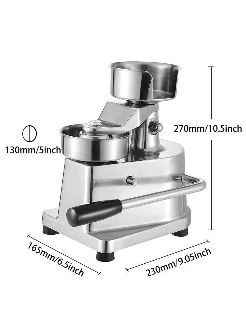 LETWOO 130mm Commercial Hamburger Press Patty Maker Stainless Steel Burger Press Tool Heavy Duty Meat Forming Processor 500 Pcs Patty Papers Sliver