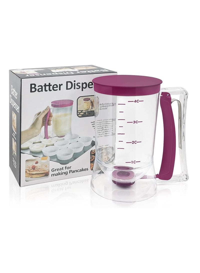 Purple Batter Dispenser for Cupcakes, Pancakes, Cookies, and Waffles – Easy-Pour Measuring Cup & Cream Separator Baking Tool