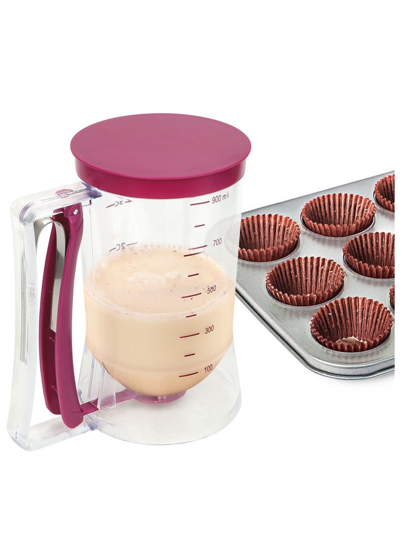 Purple Batter Dispenser for Cupcakes, Pancakes, Cookies, and Waffles – Easy-Pour Measuring Cup & Cream Separator Baking Tool