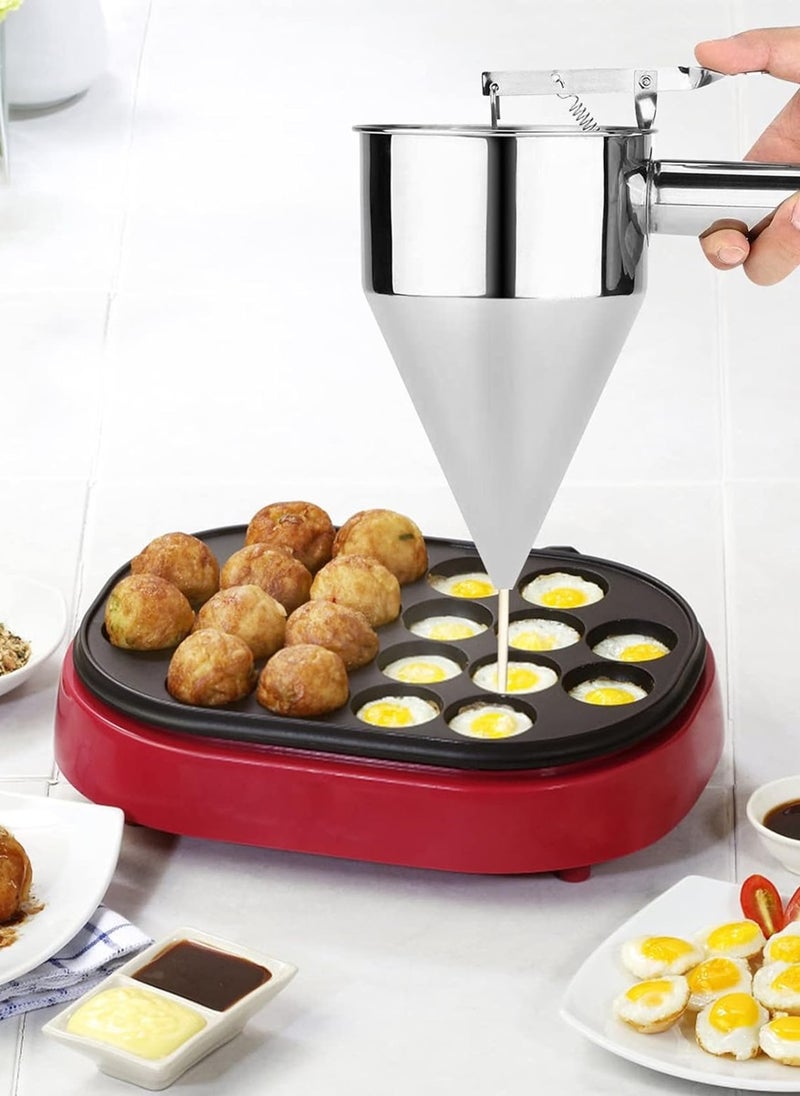 2 Pieces Stainless Steel Pancake Batter Dispenser with Stand Funnel Cake Dispenser