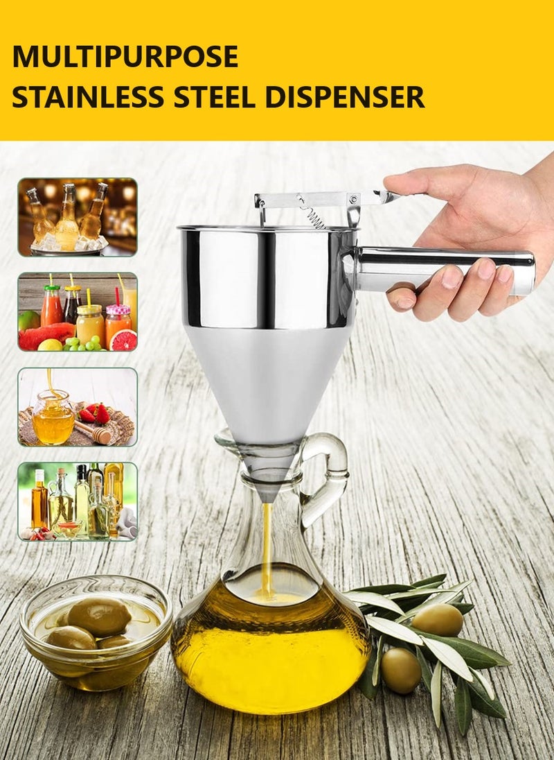 2 Pieces Stainless Steel Pancake Batter Dispenser with Stand Funnel Cake Dispenser