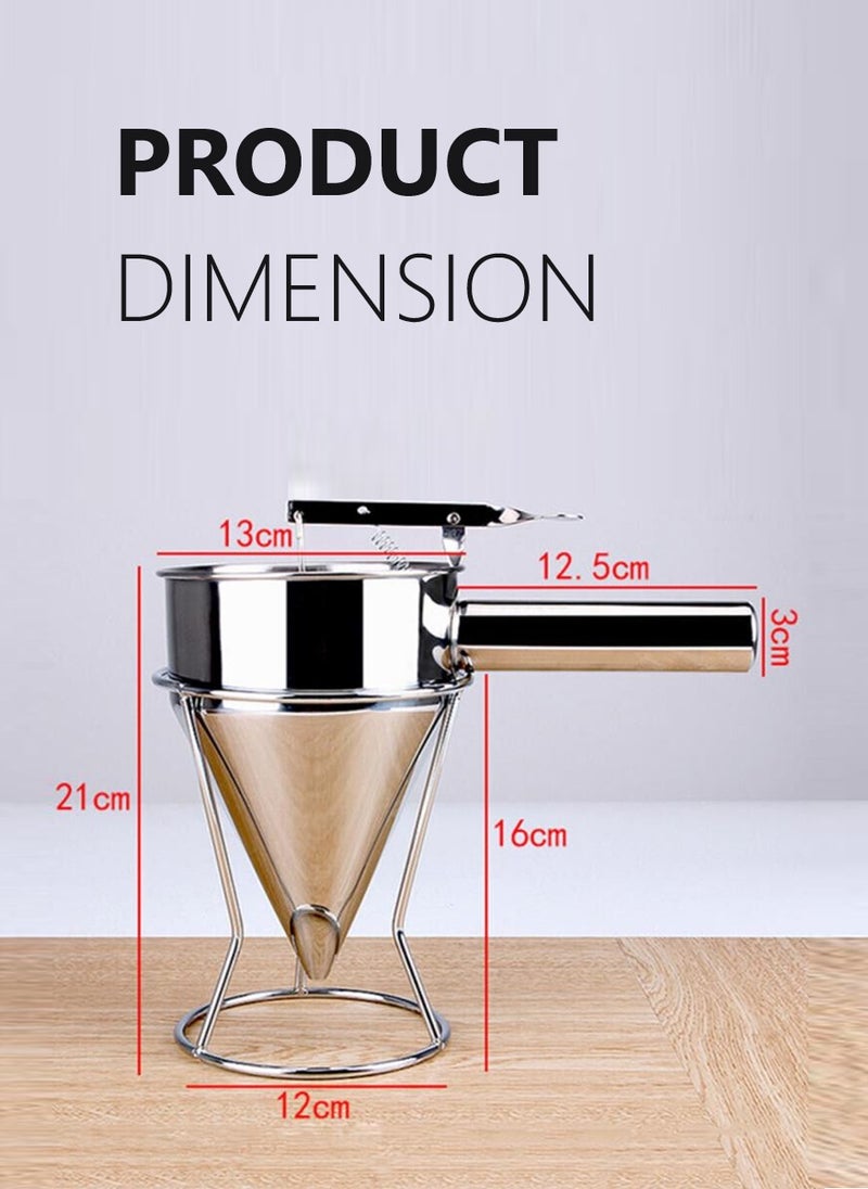 2 Pieces Stainless Steel Pancake Batter Dispenser with Stand Funnel Cake Dispenser