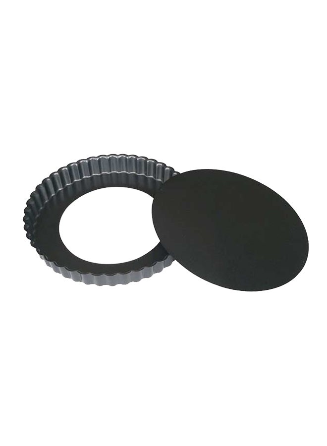 Round Fluted Tart Mould Loose Base Black 24centimeter