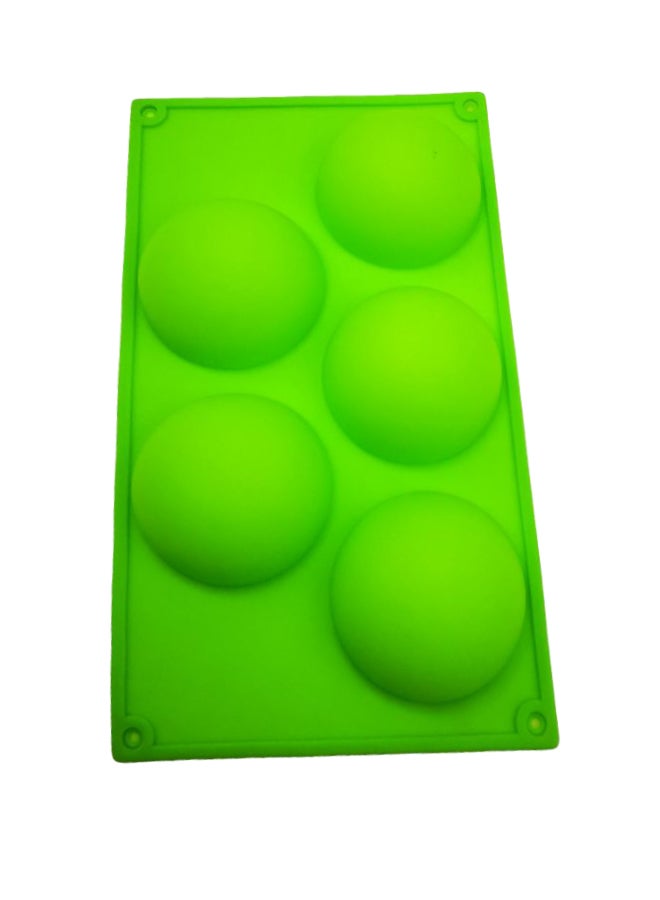 5-Cavity Silicone Circle Mould Green 29x17cm