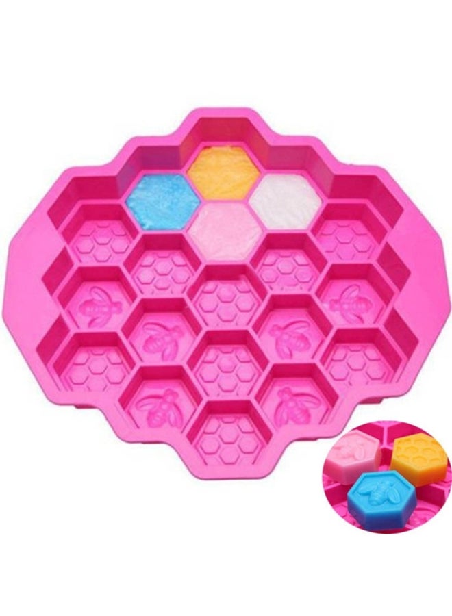 19-Cell Honeycomb Silicone Cake Mould Pink 30x30cm