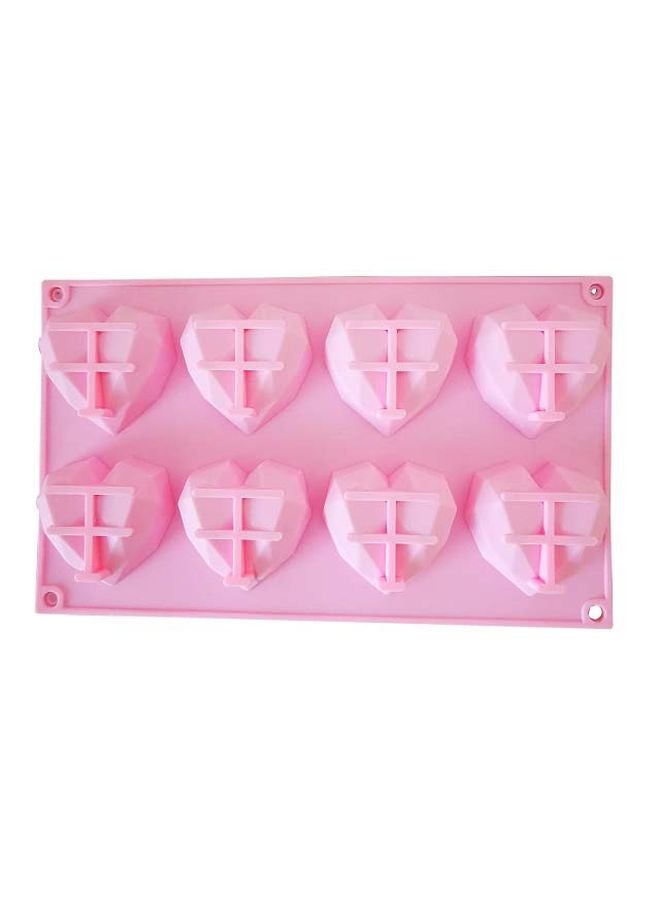 8-Cavity 3D Heart Shaped Mould Pink 30x17cm