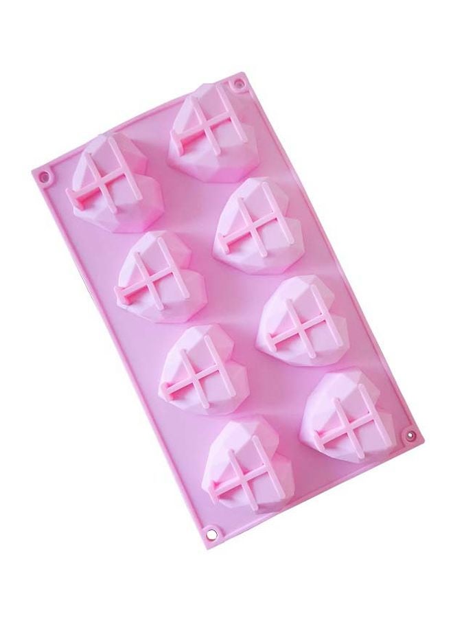 8-Cavity 3D Heart Shaped Mould Pink 30x17cm