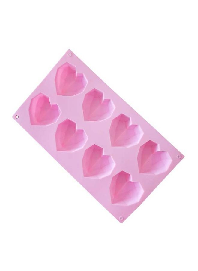 8-Cavity 3D Heart Shaped Mould Pink 30x17cm