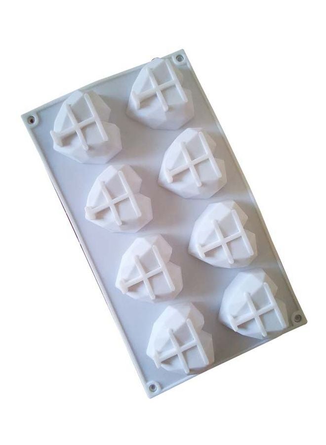 8-Cavity 3D Heart Shaped Mould White 30x17cm