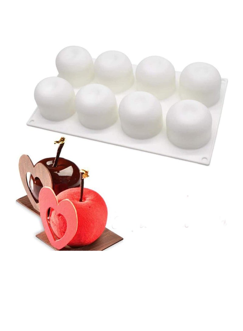 Silicone Molds Baking for Mousse Cake, 3D Dessert Pastry Truffle Pudding Jelly Cheesecake, Apple Shape, 8-Cavity