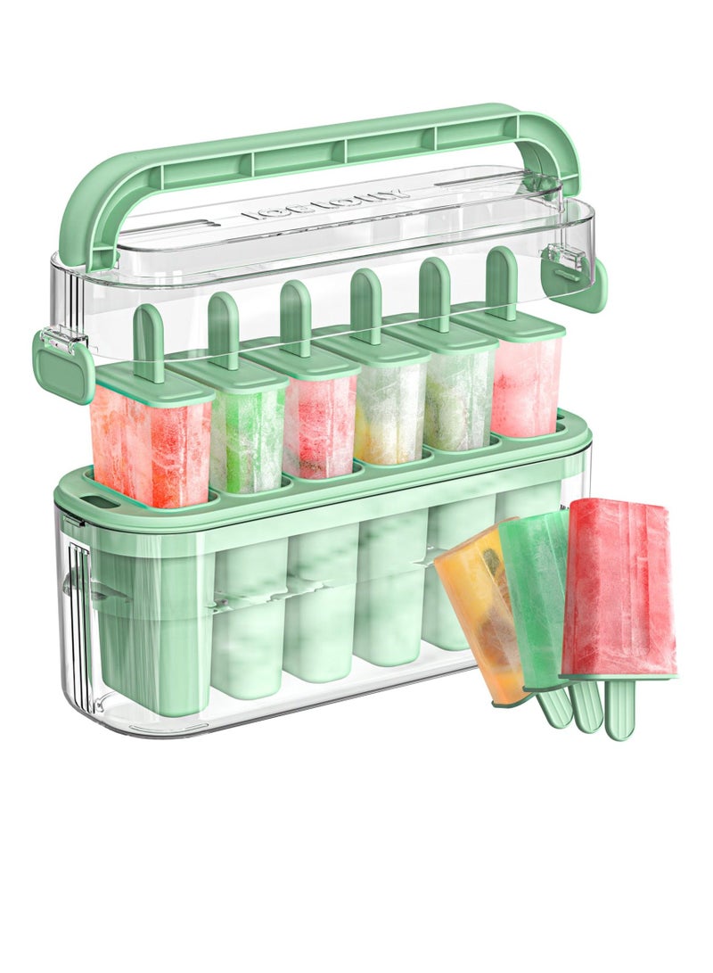 Popsicles Molds, 6 Pieces Ice Pop Molds with Lid, Easy-Release BPA-free Popsicle Maker Homemade Sticks