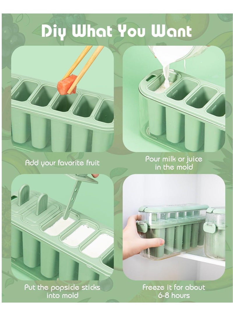 Popsicles Molds, 6 Pieces Ice Pop Molds with Lid, Easy-Release BPA-free Popsicle Maker Homemade Sticks