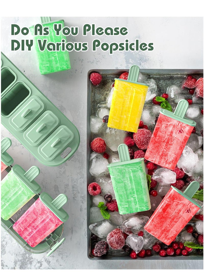 Popsicles Molds, 6 Pieces Ice Pop Molds with Lid, Easy-Release BPA-free Popsicle Maker Homemade Sticks