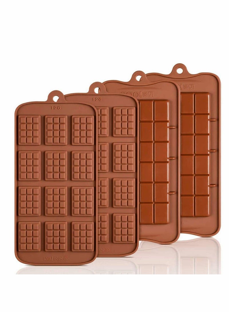Square Silicone Candy Molds for Hard Chocolate Gummy Caramel, Ganache, Ice Cubes, Pack of 4